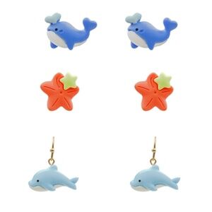 Sea Life 3 Piece Clay Earring Set